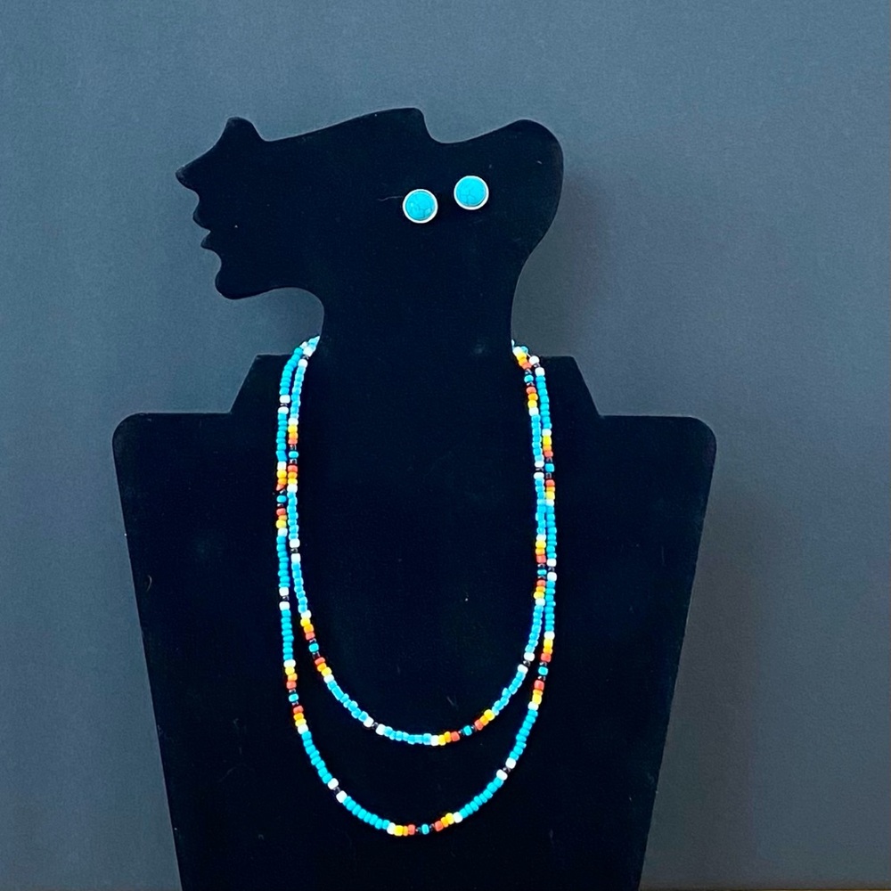 Colorful Beaded Necklace and Earring Set